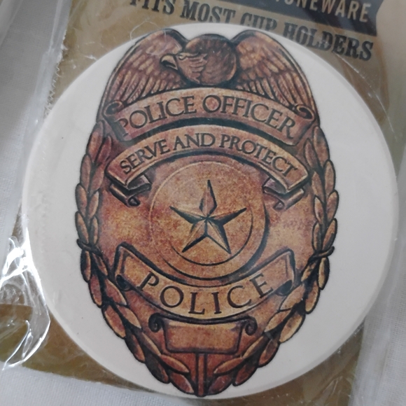 Woman Police Officer Coaster Set With Serve And Protect Car Cup Holders Coasters - Picture 9 of 9